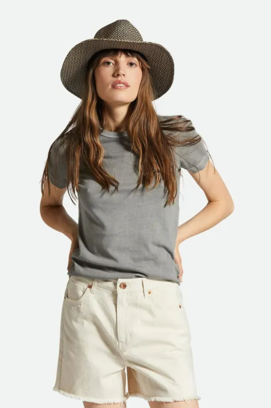 Carefree Organic Garment Dye Slim Crew Tee - Washed Black sold by Brixton