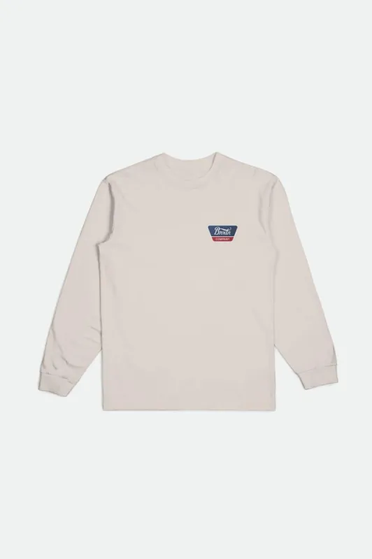 Linwood L/S Tee - Cream/Navy/White sold by Brixton