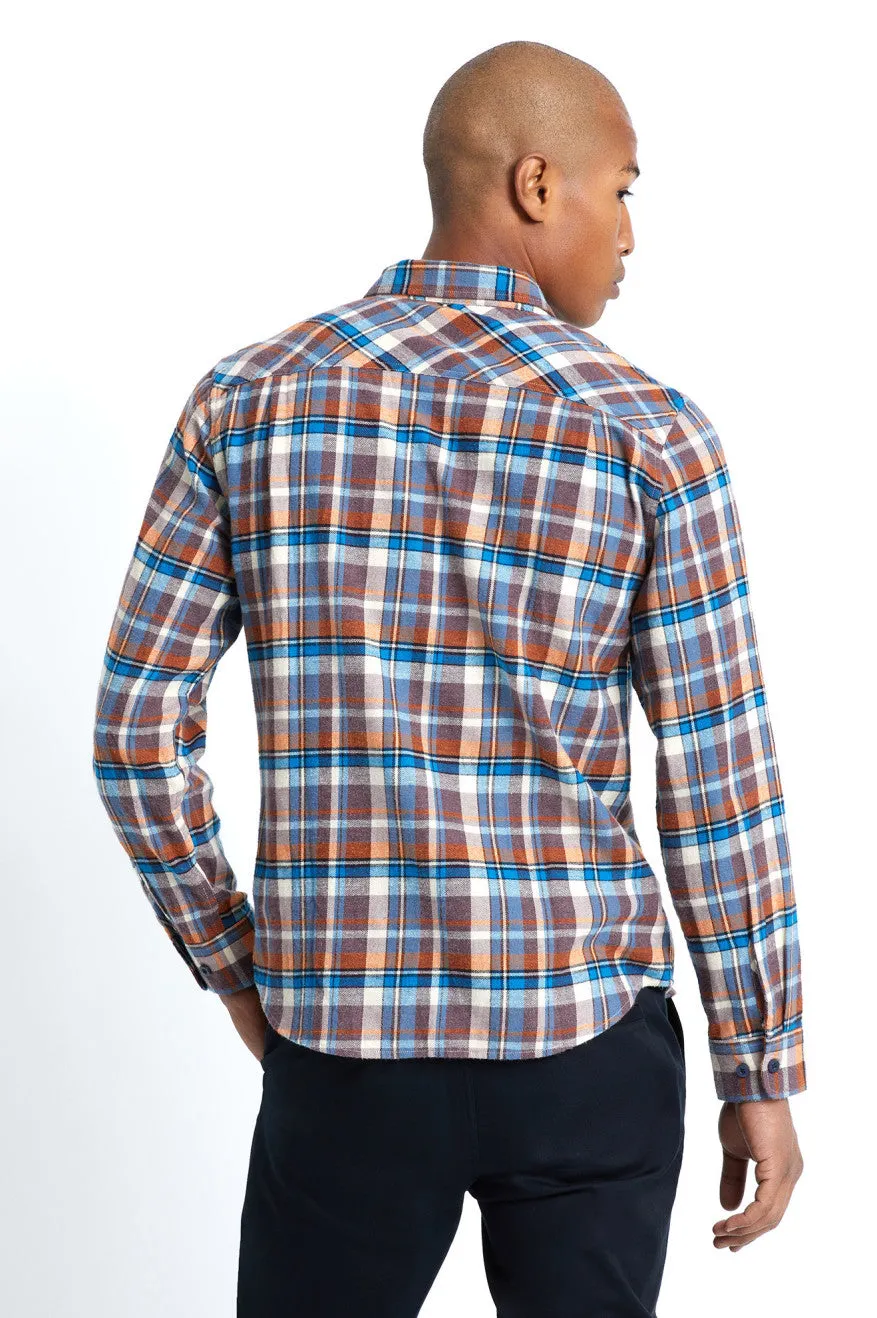 Bowery Lightweight L/S Flannel - Blue/Orange sold by Brixton product image thumbnail 4