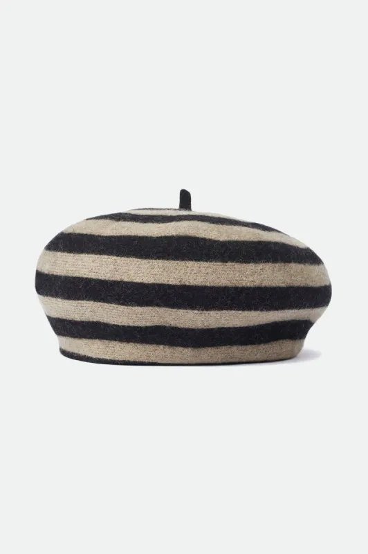 Audrey Beret - Twig/Black Stripe sold by Brixton