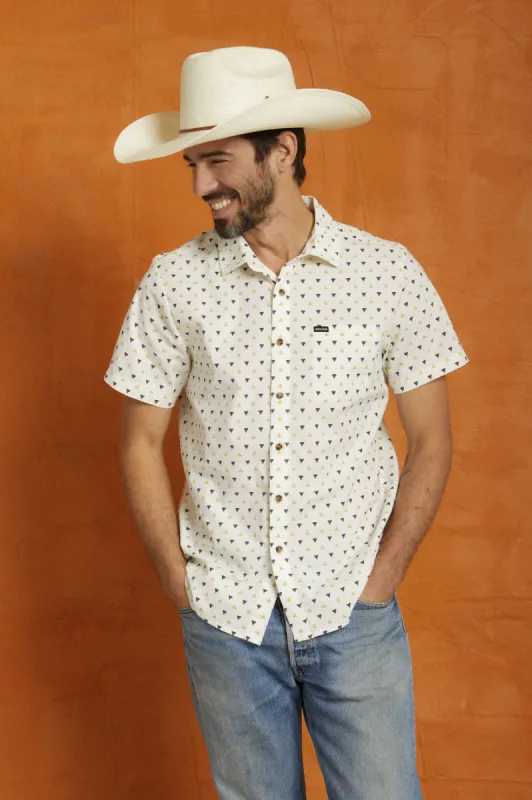 Charter Print S/S Woven - Off White/Straw/Dark Earth sold by Brixton