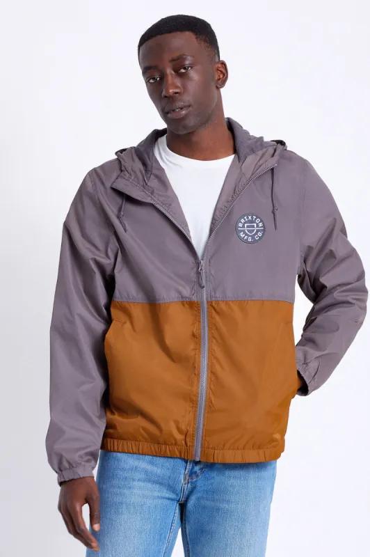 Claxton Crest Lightweight Zip Hood Jacket - Charcoal/Copper sold by Brixton