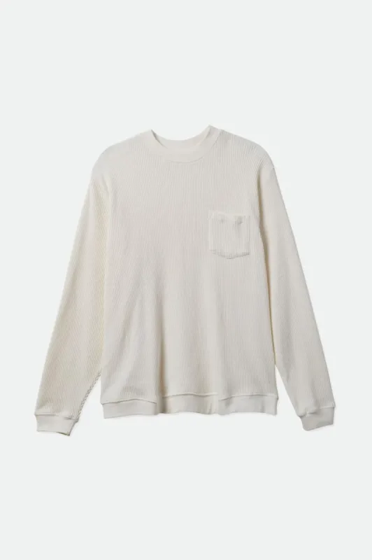 Corded L/S Sweater Pocket Knit - Off White made by Brixton
