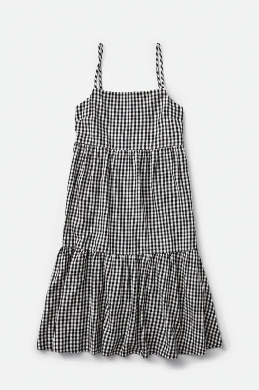 Gingham Tier Dress - Black sold by Brixton