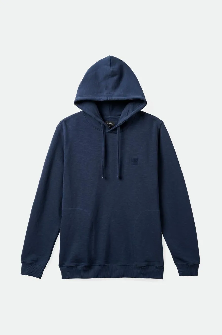 Alpha Square Slub French Terry Hood - Washed Navy sold by Brixton