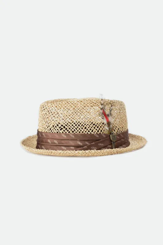 Stout Straw Pork Pie - Light Tan sold by Brixton