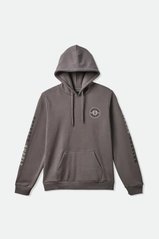 Crest Fleece Hood - Dusk/Black/Mineral Grey sold by Brixton