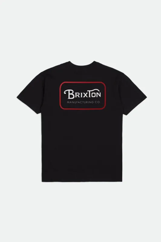 Grade S/S Standard Tee - Black/Casa Red/White sold by Brixton