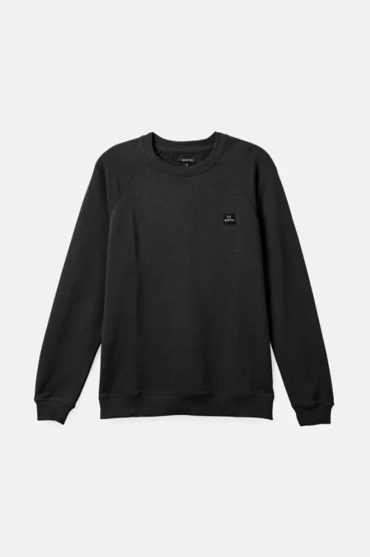 Alpha Square Slub French Terry Crew - Washed Black sold by Brixton
