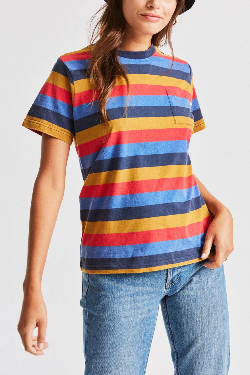 Kelley S/S Pocket Tee - Navy/Red sold by Brixton