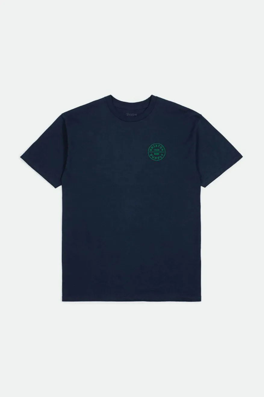 Oath S/S Standard Tee - Navy/Green sold by Brixton