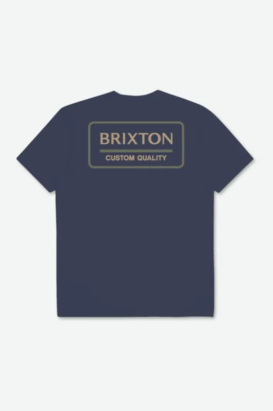 Palmer Proper S/S Standard Tee - Washed Navy/Olive Surplus/Sand sold by Brixton