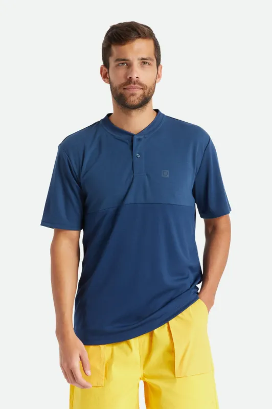 Beta Square Quick Dry S/S Henley Tee - Joe Blue sold by Brixton