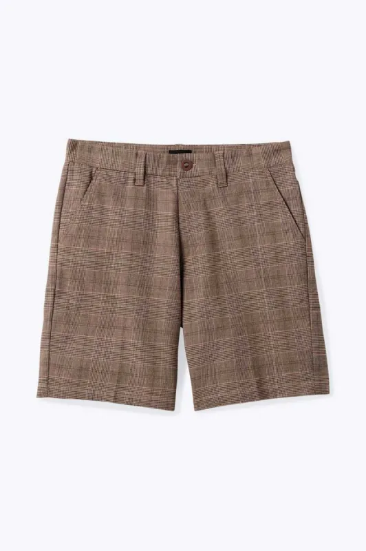 Choice Chino Short 9" - Brown/Cream Houndstooth sold by Brixton
