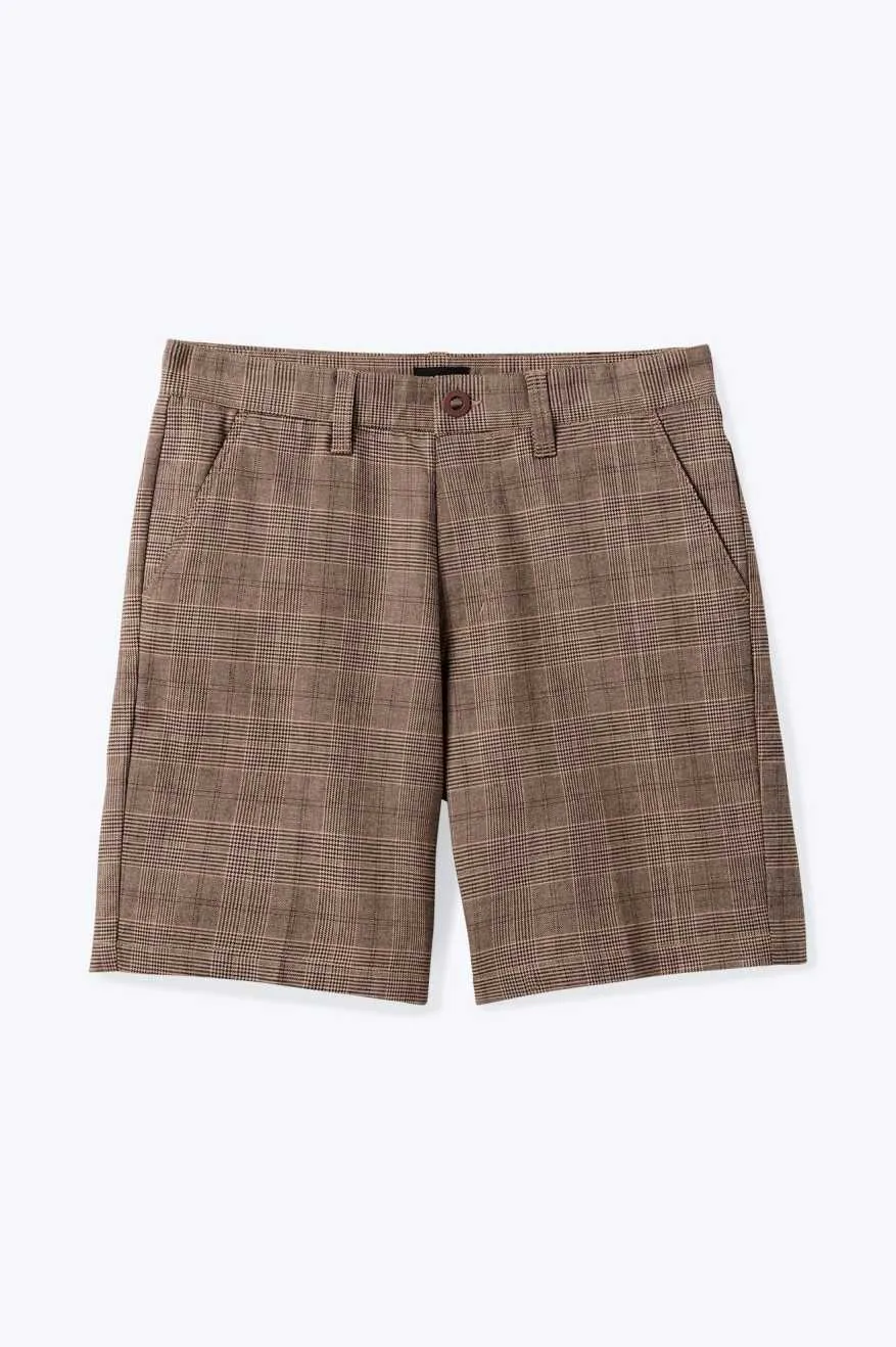 Choice Chino Short 9" - Brown/Cream Houndstooth sold by Brixton