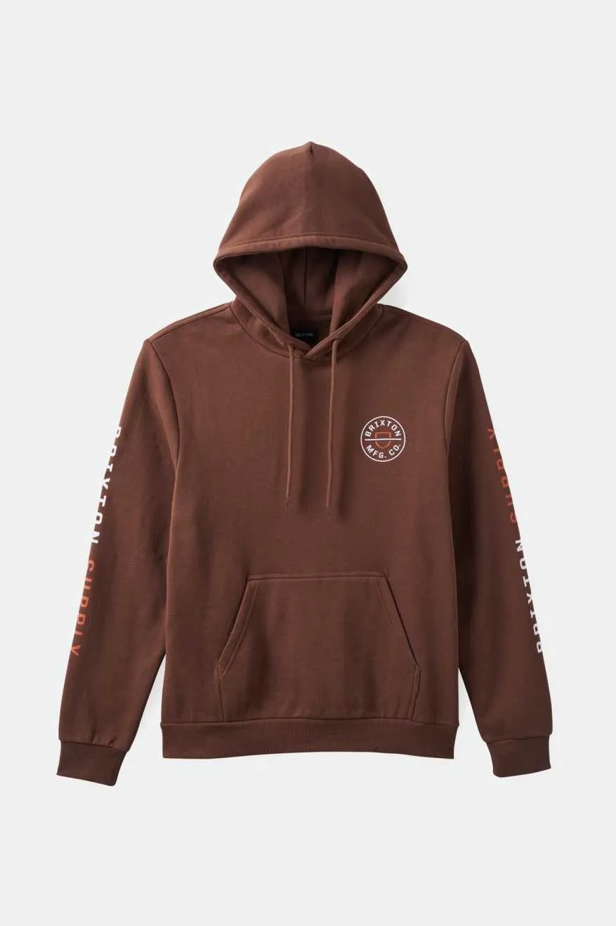 Crest Hoodie - Pinecone Brown/Rust Orange/White sold by Brixton