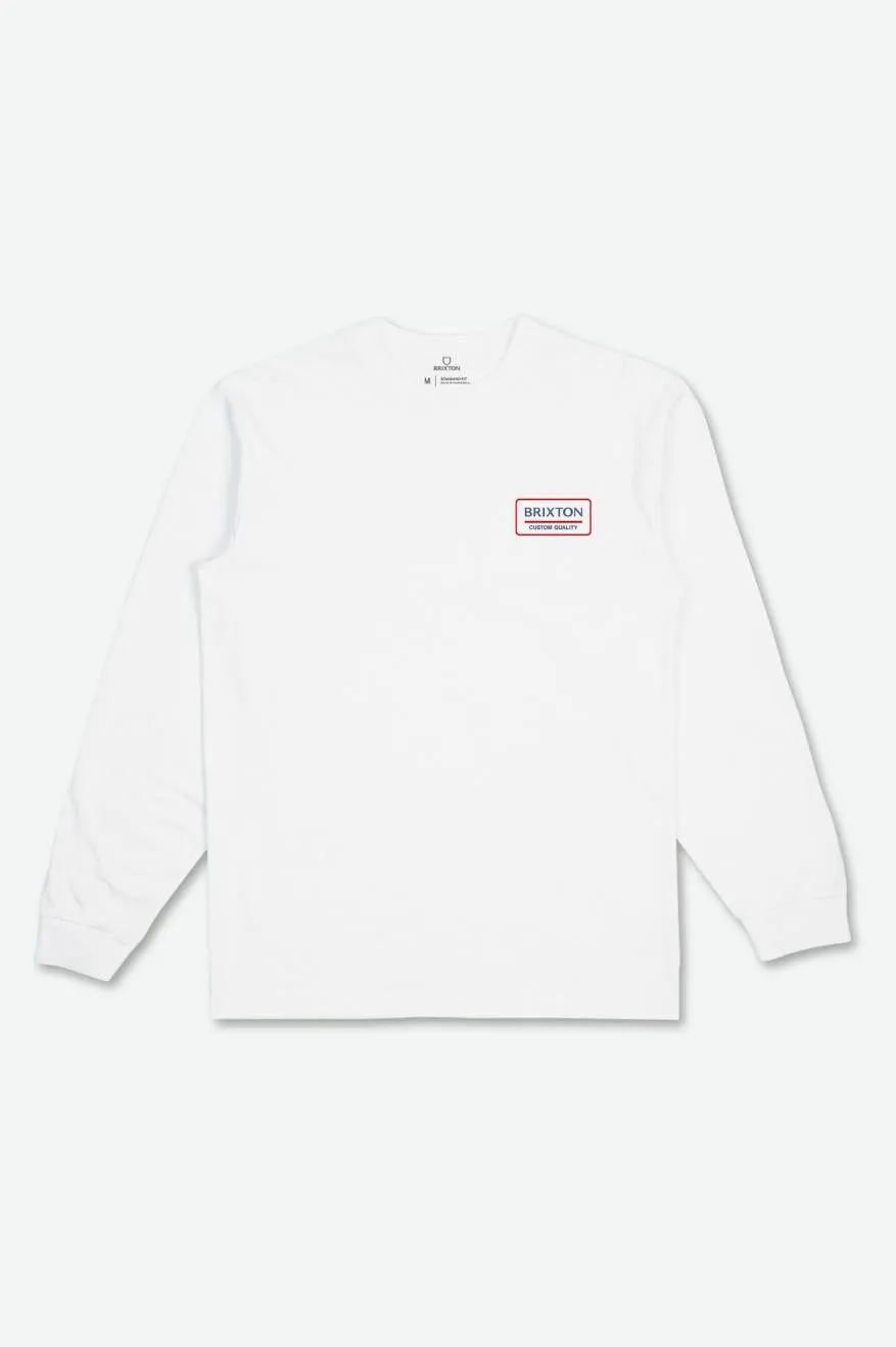 Palmer Proper L/S Tee - White/Pacific Blue/Aloha Red sold by Brixton product image thumbnail 2