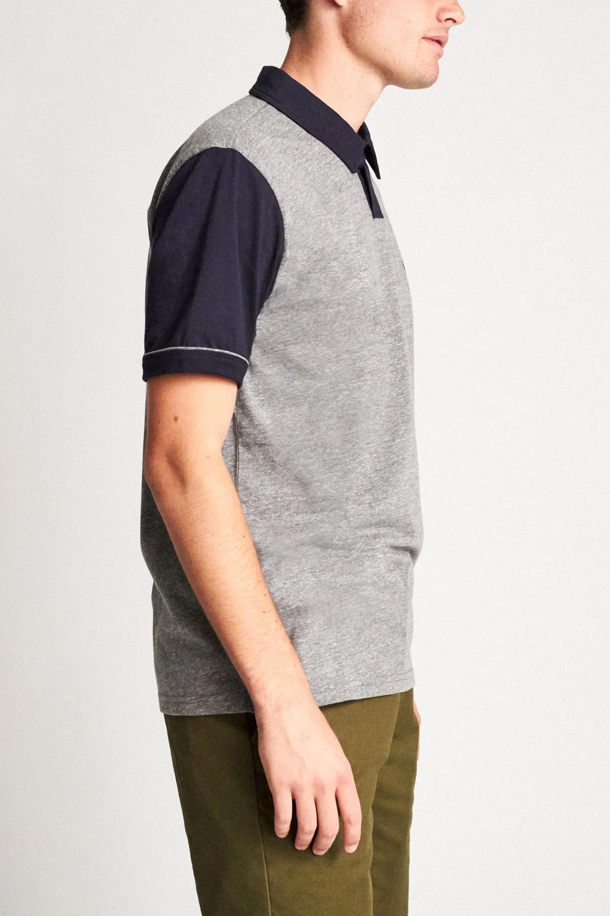 Carlos S/S Polo Knit - Heather Grey/Navy sold by Brixton product image thumbnail 4