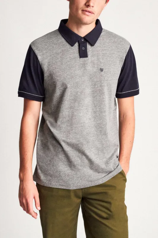Carlos S/S Polo Knit - Heather Grey/Navy sold by Brixton