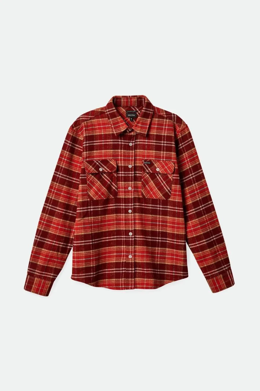 Bowery L/S Flannel - Island Berry/Aloha Red/Sand sold by Brixton