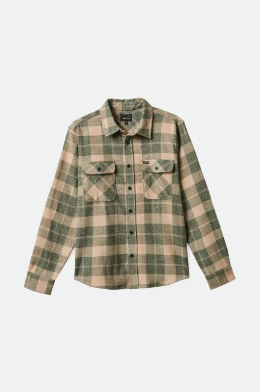 Bowery Stretch Water Resistant L/S Flannel - Trekking Green/Oatmilk sold by Brixton