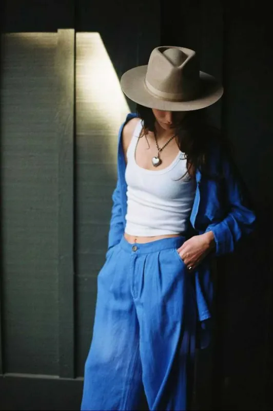 Vintage Linen Blend Wide Leg Pant - Surf The Web sold by Brixton