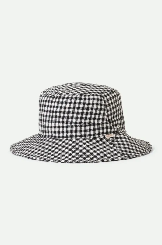 Petra Packable Bucket Hat - Black Gingham sold by Brixton