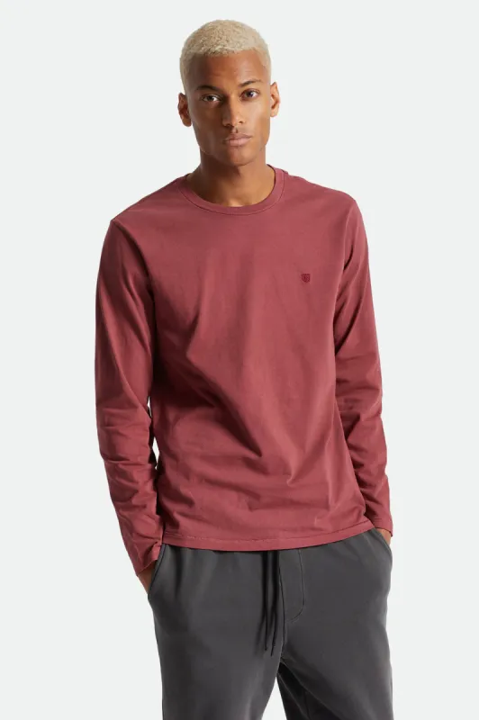 Vintage Reserve L/S Tee - Dark Brick sold by Brixton