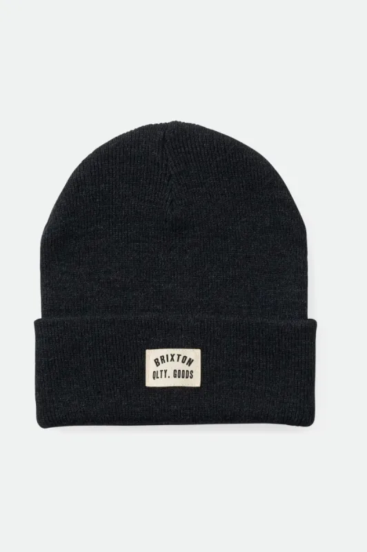 Woodburn Watch Cap Beanie - Washed Black sold by Brixton