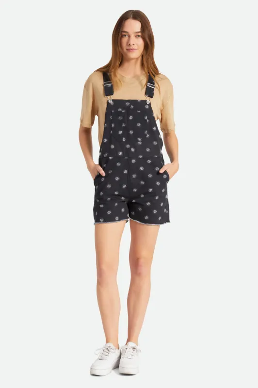 Christina Short Overall - Black Daisy Dot sold by Brixton
