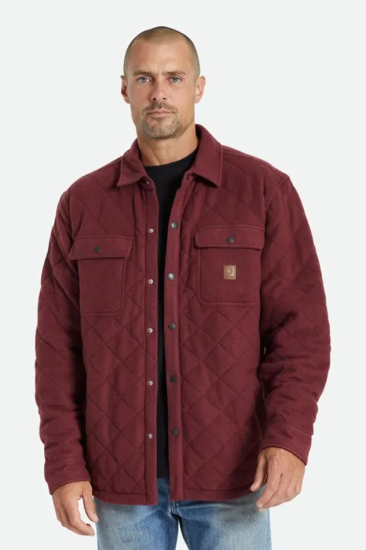 Cass Quilted Fleece Jacket - Mahogany sold by Brixton