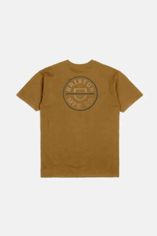 Crest II S/S Standard Tee - Golden Brown/Sand/Ombre Blue sold by Brixton