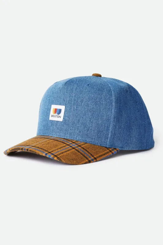 Alton MP Snapback - Washed Denim/Blonde Plaid sold by Brixton