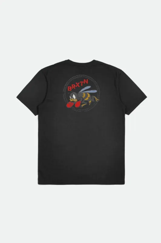 Rumble Bee S/S Relaxed Tee - Black Garment Dye made by Brixton