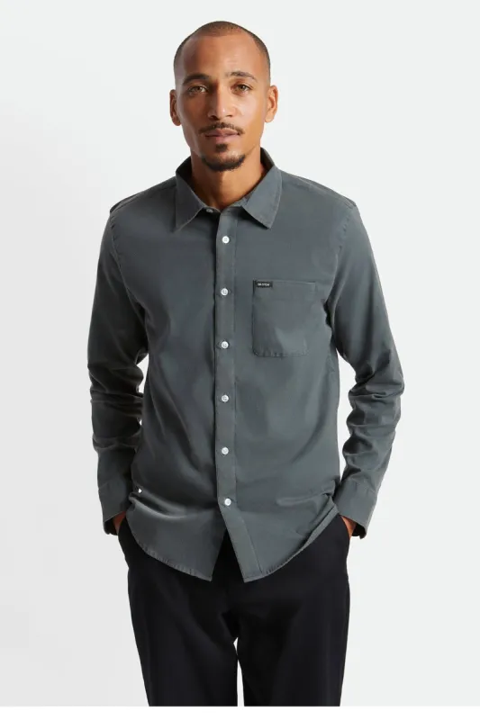 Charter Oxford L/S Woven - Evergreen Sun Wash sold by Brixton