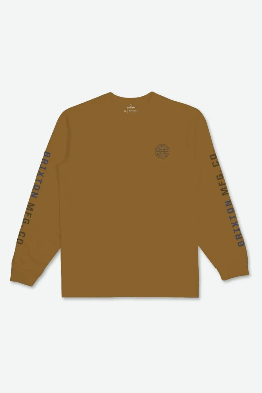 Crest L/S Tee - Golden Brown/Washed Navy/Desert Palm sold by Brixton product image thumbnail 2