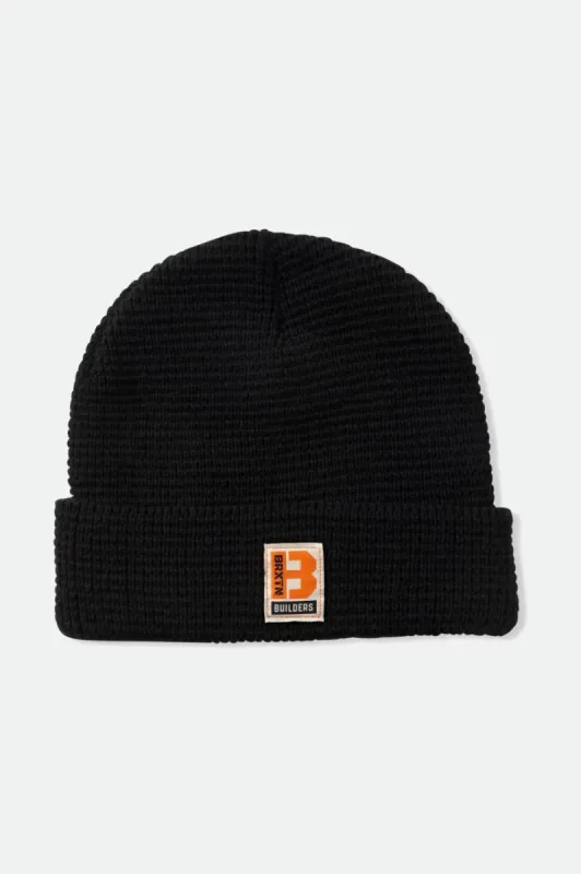 Builders Waffle Knit Beanie - Black sold by Brixton