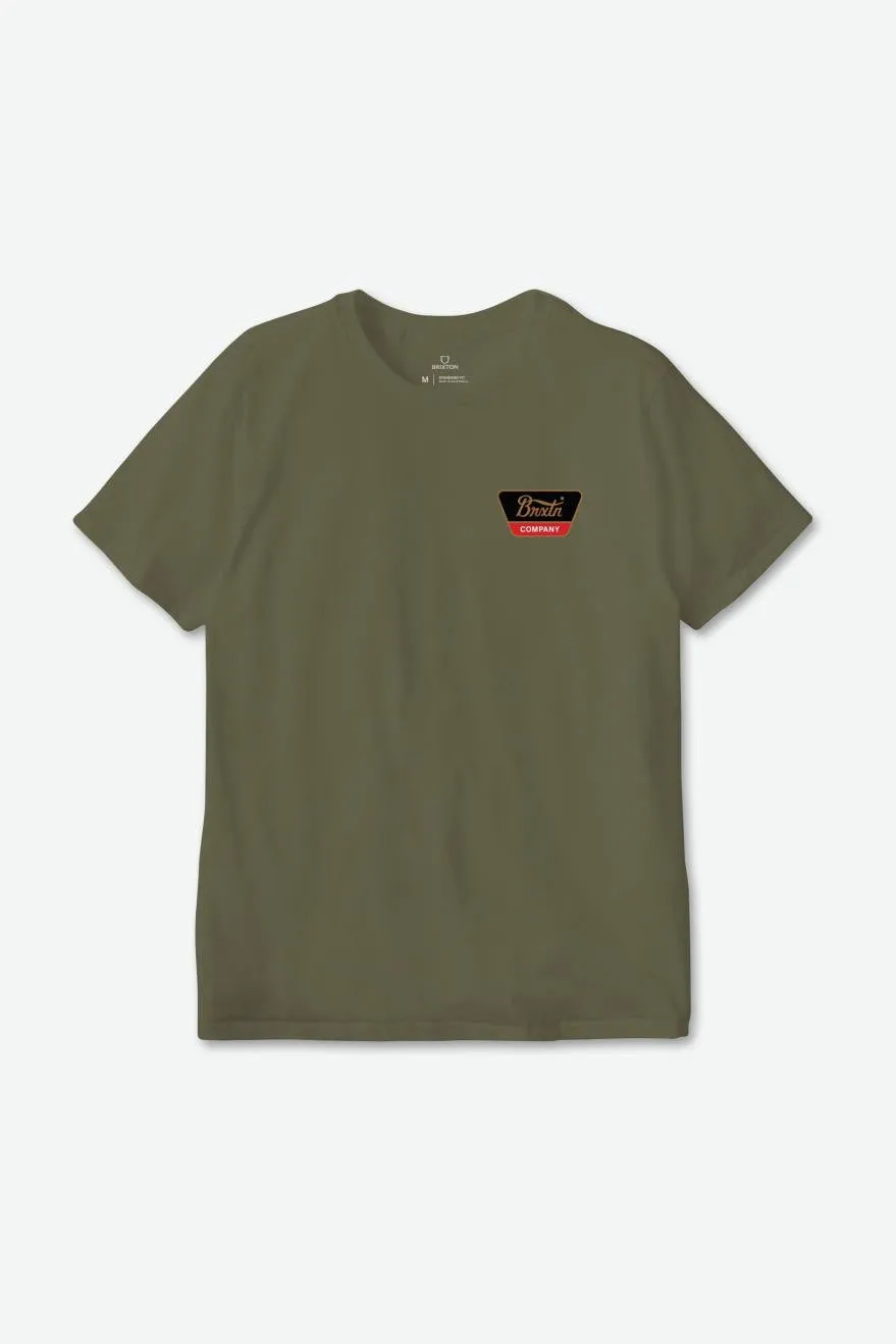 Linwood S/S Standard Tee - Olive Surplus/Gold/Aloha Red sold by Brixton