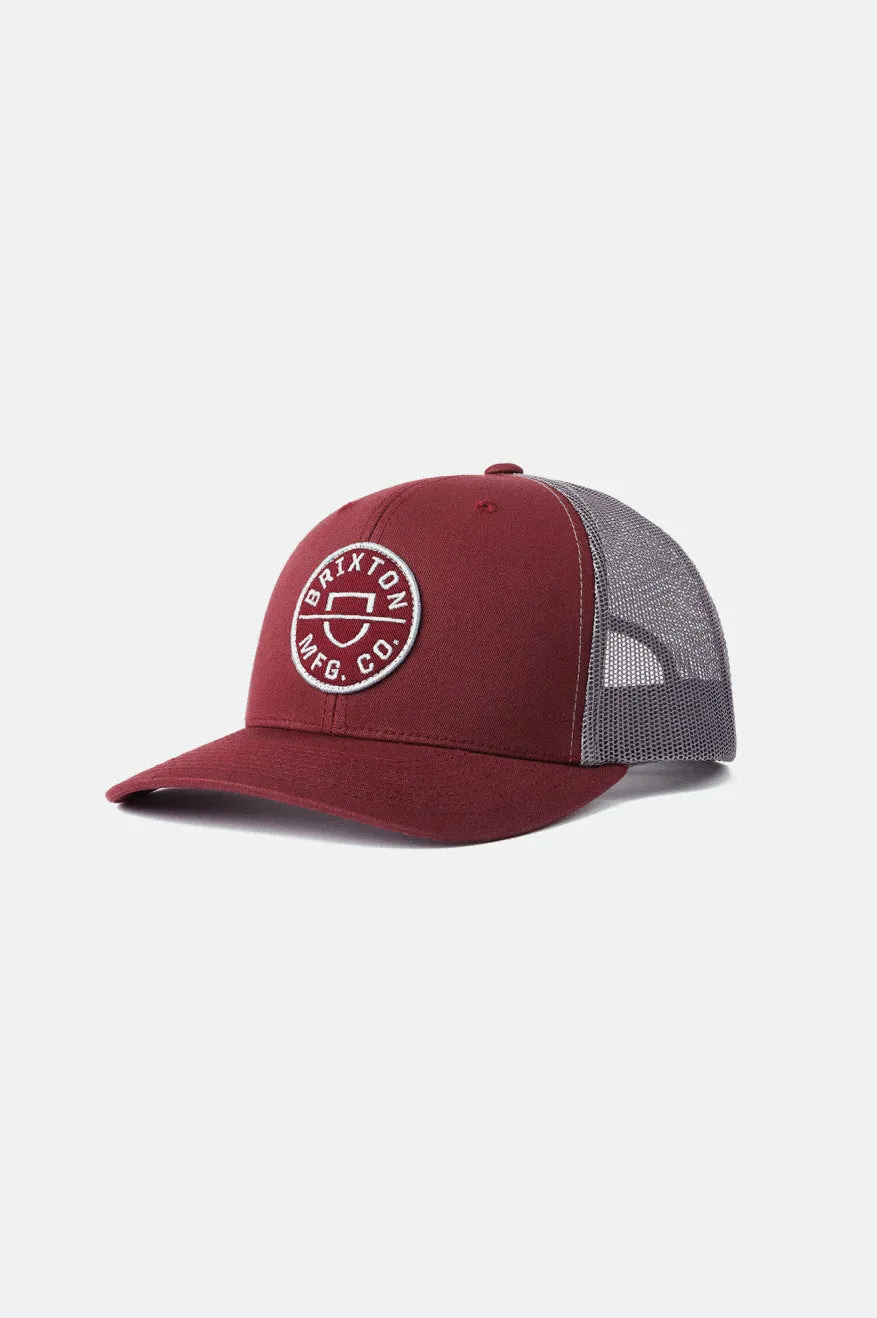 Crest MP Mesh Cap - Maroon/Grey sold by Brixton