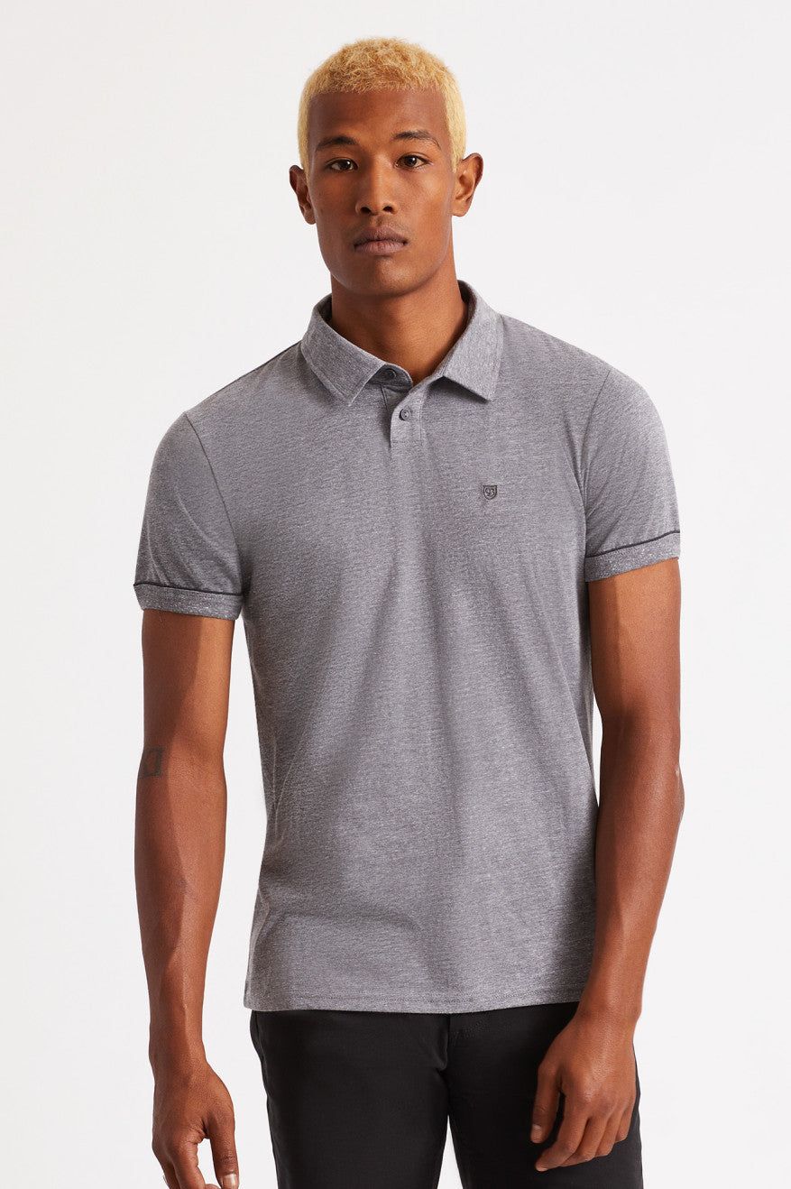 Carlos S/S Polo Knit - Heather Grey/Charcoal sold by Brixton