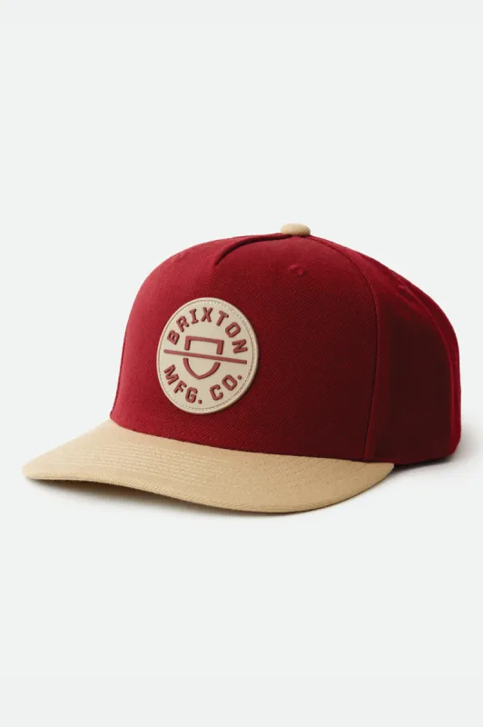 Crest MP Snapback - Cowhide/Vanilla sold by Brixton