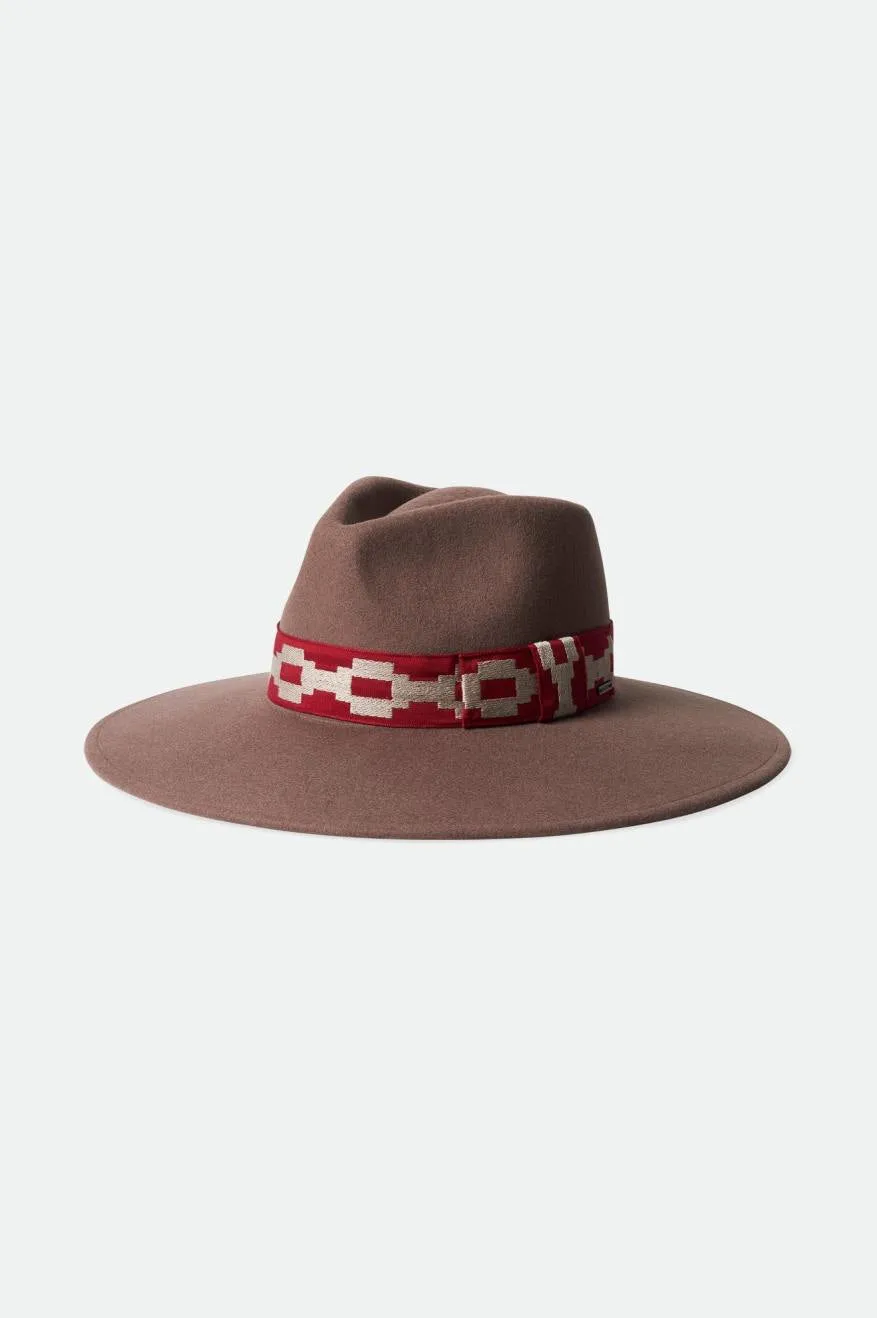 Joanna Felt Hat - Twig/Scarlet Red sold by Brixton