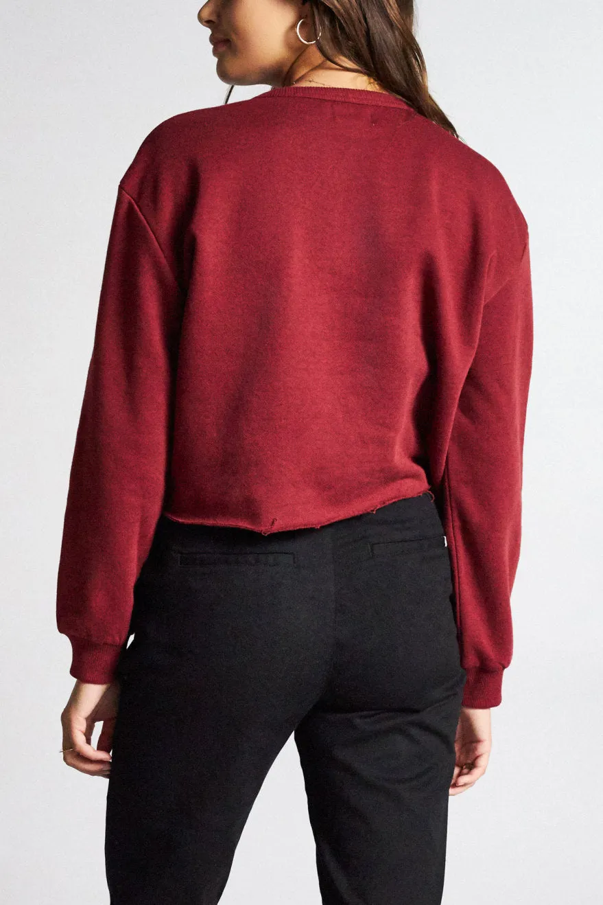 Vintage Crop Crew Fleece - Burgundy sold by Brixton product image thumbnail 3