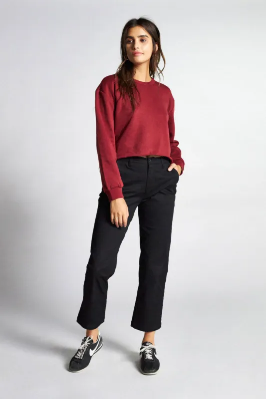 Vintage Crop Crew Fleece - Burgundy sold by Brixton