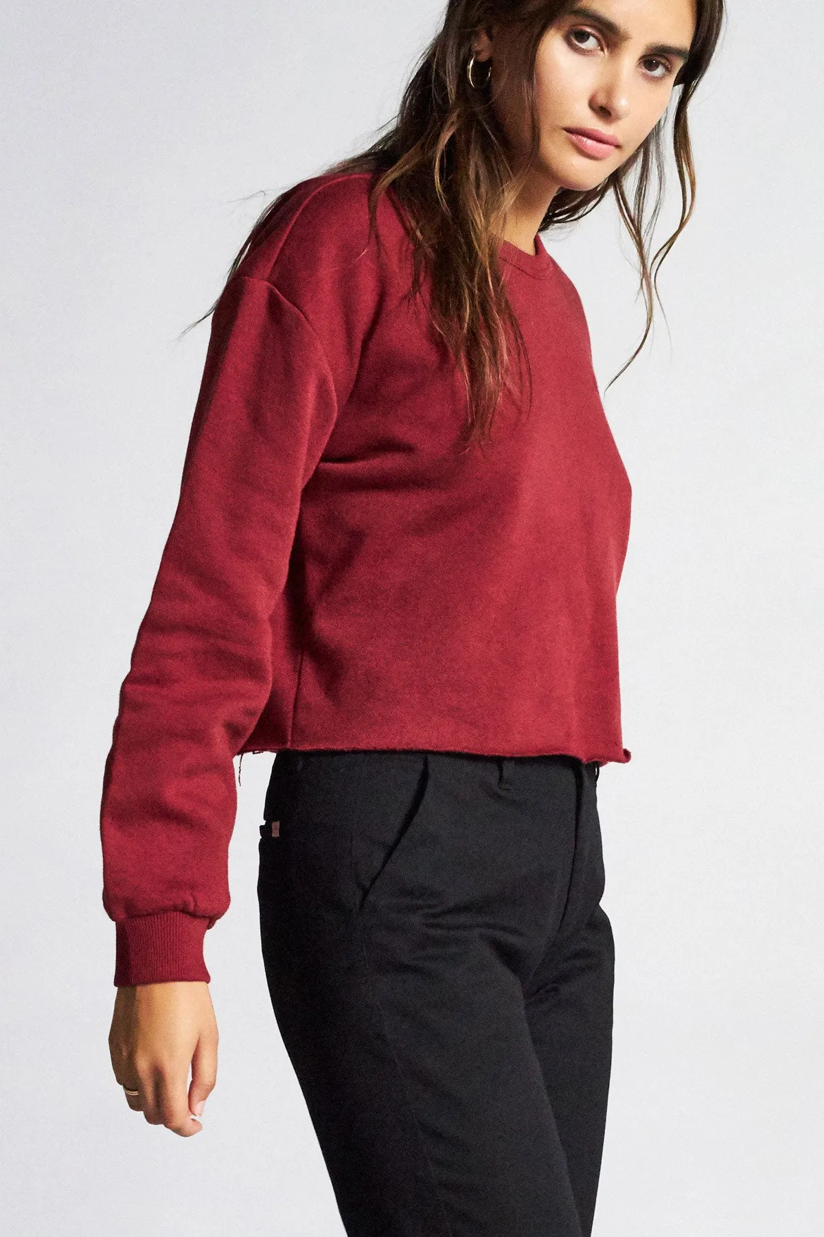 Vintage Crop Crew Fleece - Burgundy sold by Brixton product image thumbnail 5