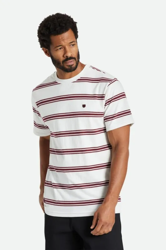 Hilt Shield S/S Knit - Off White/Mahogany sold by Brixton