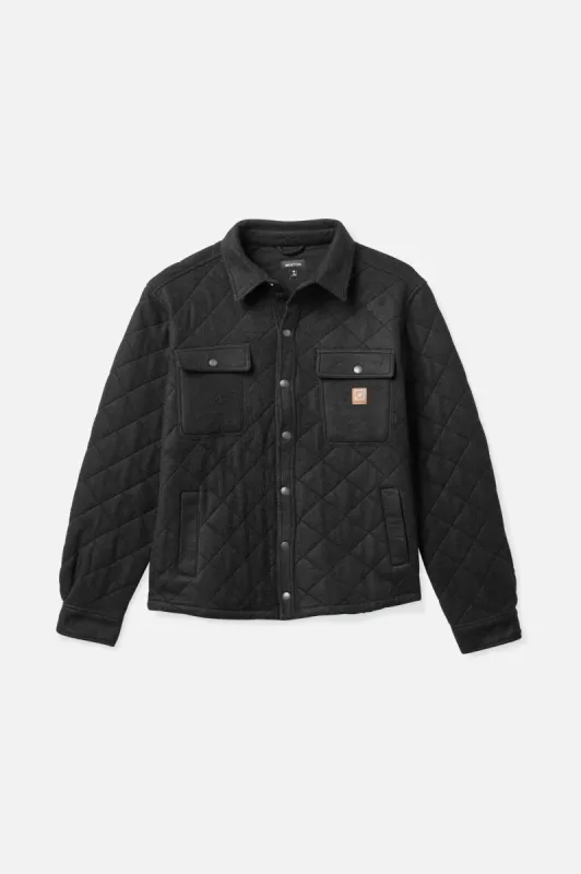 Cass Quilted Fleece Jacket - Black sold by Brixton