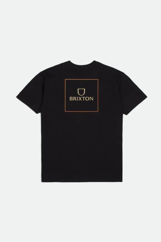 Alpha Square S/S Standard Tee - Black/Straw/Paradise Orange sold by Brixton