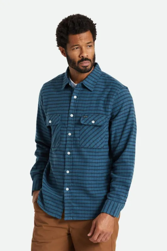 Bowery Stretch L/S Utility Flannel - Indie Teal/Black sold by Brixton