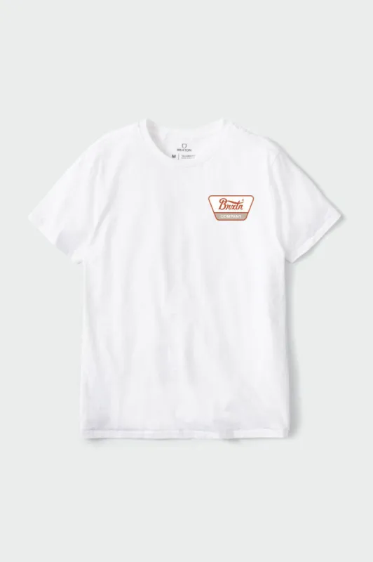 Linwood S/S Standard Tee - White/Burnt Red/Beige sold by Brixton